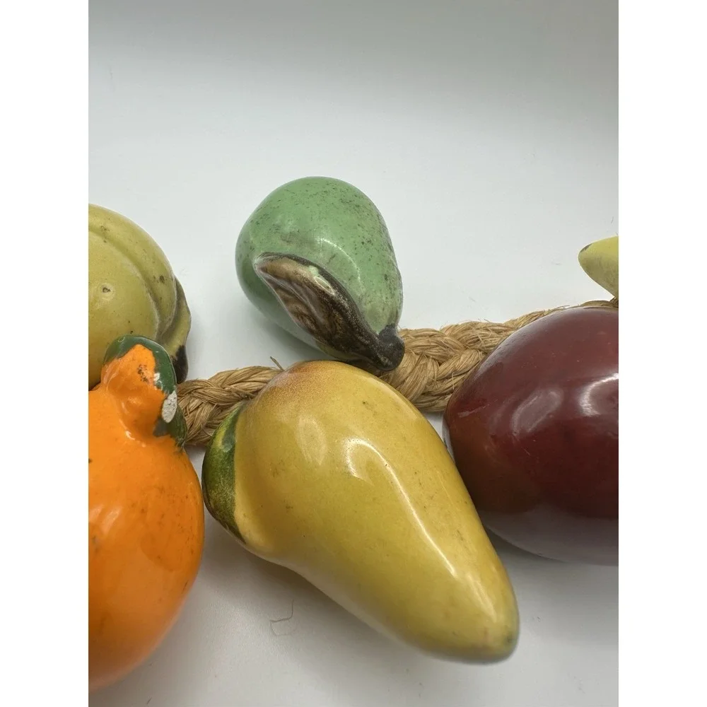 MCM Kitsch Ceramic Hanging Mixed Fruit Bunch Braided Rope 22